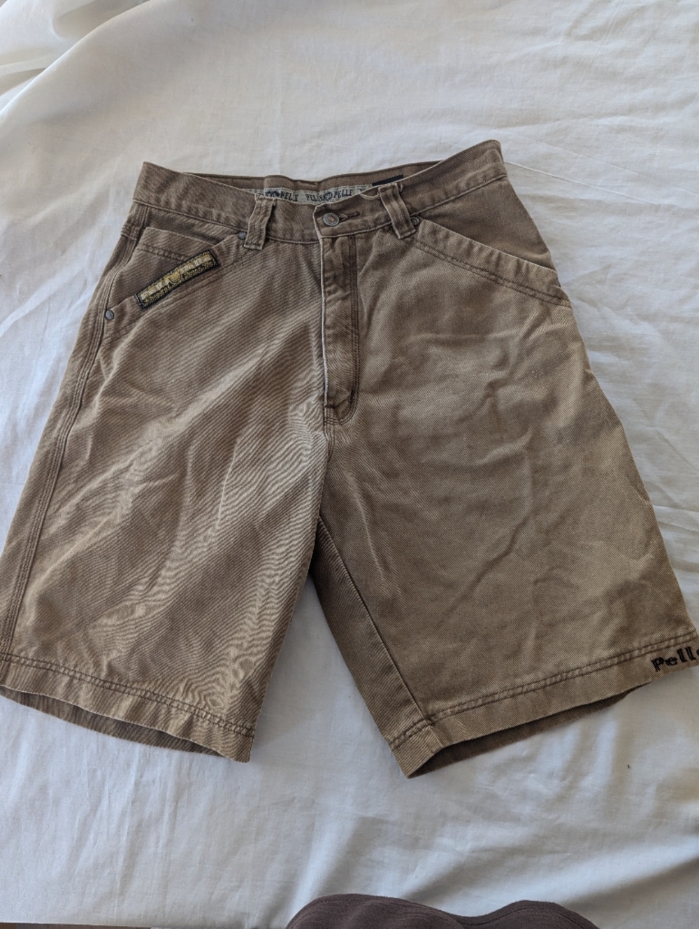 Pelle Pelle Men's Tan Brown Flat Front Shorts